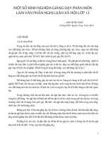 một số kinh nghiệm giảng dạy phân môn làm văn phần nghị luận xã hội lớp 12