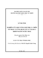 NGHIÊN CỨU KHẢ NĂNG HẤP PHỤ Cr TRÊN VỎ TRẤU VÀ ỨNG DỤNG XỬ LÝ TÁCH Cr KHỎI NGUỒN NƯỚC THẢI