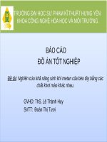 Nghiên cứu khả năng sinh khí metan của bèo tây bằng các chất khơi mào khác nhau