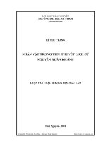 nhân vật trong tiểu thuyết lịch sử nguyễn xuân khánh