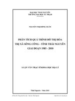 phân tích quá trình đô thị hóa thị xã sông công - tỉnh thái nguyên giai đoạn 1985 - 2010