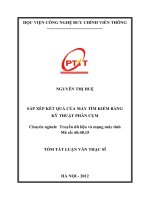 sắp xếp kết quả của máy tính bằng kỹ thuật phân cụm