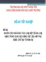 NGHIÊN CỨU KHẢ NĂNG TÁCH LOẠI MỘT SỐ KIM LOẠI NẶNG TRONG DUNG DỊCH BẰNG VẬT LIỆU HẤP PHỤ ĐƯỢC CHẾ TẠO TỪ RƠM RẠ