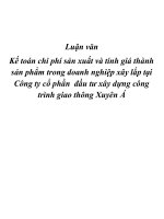 kế toán chi phí sản xuất và tính giá thành sản phẩm trong doanh nghiệp xây lắp tại công ty cổ phần đầu tư xây dựng công trình giao thông xuyên á