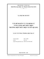 nghiên cứu vấn đề di dân và tái định cư vùng lòng hồ thủy điện – trường hợp thủy điện tuyên quang