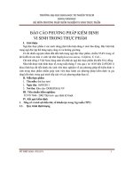 báo cáo thực hành phương pháp kiểm nghiệm vi sinh trong thực phẩm - luận văn, đồ án, đề tài tốt nghiệp
