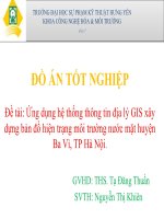 Ứng dụng hệ thống thông tin địa lý GIS xây dựng bản đồ hiện trạng môi trường nước mặt huyện Ba Vì, TP Hà Nội.