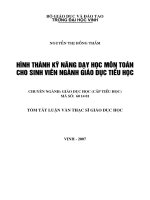 Tóm tắt luận văn thạc sĩ: Hình thành kĩ năng dạy học môn toán cho sinh viên ngành giáo dục tiểu học