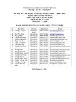 đề thi tốt nghiệp cao đẳng nghề - thực hành  điện công nghiệp đề số 18