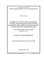 nghiên cứu, đề xuất một số giải pháp chủ yếu nhằm giải quyết việc làm cho thanh niên nông thôn vùng bị thu hồi đất ở huyện phổ yên, tỉnh thái nguyên