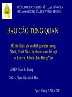 Khảo sát và đánh giá hàm lượng  Nitrat, Nitrit, Nito tổng trong nước bề mặt  tại khu vực Khoái Châu Hưng Yên
