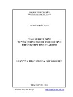 quản lí hoạt động tư vấn hướng nghiệp cho học sinh trường thpt tỉnh thái bình