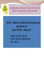 Khảo sát và đánh giá chất lượng nước mặt tại khu vực  huyện Mỹ Hào  Hưng Yên