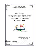 xây dựng mối quan hệ thầy trò trong công tác chủ nhiệm ở trường thpt