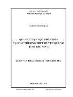 quản lý dạy học phân hóa tại các trường trung học phổ thông huyện quế võ, tỉnh bắc ninh