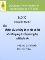 Nghiên cứu khả năng làm suy giảm tạp chất  hữu cơ trong dung dịch bằng phương pháp  oxi hóa điện hóa