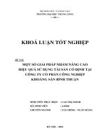 Một số giải pháp nhằm nâng cao hiệu quả sử dụng TSCĐ của Công ty Cổ phần Công nghiệp Khoáng sản Bình Thuận