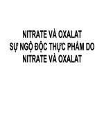 nitrate và oxalat sự ngộ độc thực phẩm do nitrate và oxalat