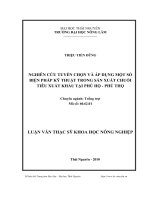 nghiên cứu tuyển chọn và áp dụng một số biện pháp kỹ thuật trong sản xuất chuối tiêu xuất khẩu tại phú hộ - phú thọ