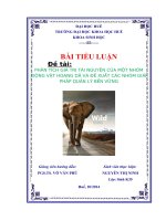 phân tích giá trị tài nguyên của một nhóm động vật hoang dã và đề xuất các nhóm giải pháp quản lý bền vững