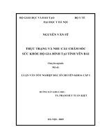 luận văn bác sĩ THỰC TRẠNG VÀ NHU CẦU CHĂM SÓC SỨC KHỎE HỘ GIA ĐÌNH TẠI TỈNH YÊN BÁI