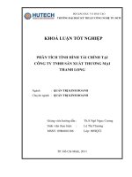 phân tích tình hình tài chính tại công ty tnhh sản xuất thương mại thanh long