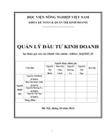 “Lập và nghiên cứu khả thi dự án đầu tư Quán ăn nhanh cho sinh viên Học viện Nông nghiệp Việt Nam   VNUA”