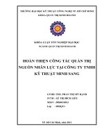 hoàn thiện công tác quản trị nguồn nhân lực tại công ty tnhh kỹ thuật minh sang