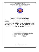 kế toán tập hợp chi phí sản xuất, tính giá thành sản phẩm xây lắp tại công ty tnhh xây dựng điện - tm tiến phát