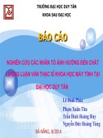 NGHIÊN CỨU CÁC NHÂN TỐ ẢNH HƯỞNG ĐẾN CHẤT LƯỢNG LUẬN VĂN THẠC SĨ KHOA HỌC MÁY TÍNH TẠI ĐẠI HỌC DUY TÂN