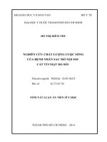 tóm tắt luân án nghiên cứu chất lượng cuộc sống của bệnh nhân sau mổ nội soi cắt túi mật do sỏi