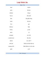 từ vựng các món anh tiếng anh 7
