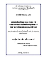 hoàn thiện kế toán quản trị chi phí trong các công ty cổ phần nhựa niêm yết trên thị trường chứng khoán việt nam
