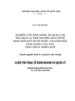 nghiên cứu khả năng áp dụng chi trả dịch vụ môi trường đối với hệ sinh thái đất ngập nước tại đầm phá tam giang cầu hai, tỉnh thừa thiên huế