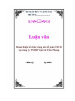 luận văn hoàn thiện tổ chức công tác kế toán tài sản cố định tại công ty tnhh vận tải tiền phong - luận văn, đồ án, đề tài tốt nghiệp