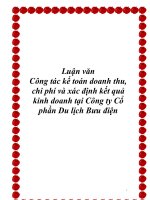 công tác kế toán doanh thu, chi phí và xác định kết quả kinh doanh tại công ty cổ phần du lịch bưu điện