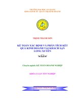 kế toán xác định và phân tích kết quả hoạt động kinh doanh tại khách sạn long xuyên