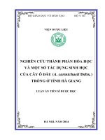 Đề Tài : Nghiên cứu thành phần hoá học và một số tác dụng sinh học của cây ô đầu (aconitum carmichaeli debx.) trồng ở tỉnh Hà Giang (Full Text )