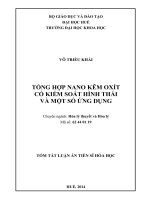 Tóm tắt luận án Tiến sĩ Hóa học: Tổng hợp nano kẽm oxít có kiểm soát hình thái và một số ứng dụng