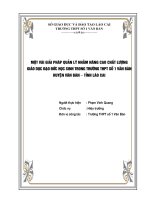 SKKN một số giải pháp quản lý nhằm nâng cao chất lượng giáo dục đạo đức cho học sinh trường thpt số 1 văn bàn