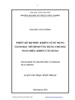 thiết kế bộ điều khiển có sử dụng giảm bậc mô hình ứng dụng cho bài toán điều khiển cân bằng