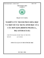 nghiên cứu thành phần hóa học và một số tác dụng sinh học  của cây đơn kim (tóm tắt)