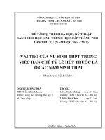 vai trò của nữ sinh thpt trong việc hạn chế tỷ lệ hút thuốc lá ở các nam sinh thpt.
