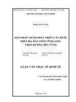 Các giải pháp nhằm phát triển cây Bưởi trên địa bàn tỉnh Vĩnh Long theo hướng bền vững