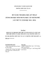 KHẢO SÁT XÃ HỘI HỌC HIỂU BIẾT VỀ CHỦ QUYỀN CỦA VIỆT NAM TRÊN BIỂN ĐÔNG CỦA HỌC SINH LỚP 12 TẠI 2 TRƯỜNG THPT CỦA  HÀ NỘI (TRƯỜNG THPT CHU VĂN AN VÀ TRƯỜNG THPT HOÀI ĐỨC A).