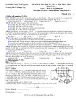 Đề thi học kỳ 1 vật lý 11 nâng cao năm 2011  2012