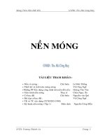 ĐỒ ÁN MÔN HỌC NỀN MÓNG ĐH CNSG THIẾT KẾ MÓNG KHOAN NHỒI VÀ MÓNG BĂNG TRÊN NỀN CỌC CÁT