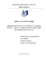 phân tích báo cáo tài chính của xí nghiệp xây lắp - công ty cổ phần xây dựng và phát triển đô thị tỉnh bà rịa - vũng tàu