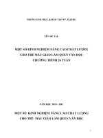 một số kinh nghiệm nâng cao chất lượng cho trẻ mẫu giáo làm quen văn học chương trình 26 tuần