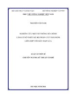 nghiên cứu một số thông số chính làm cơ sở thiết kế bộ phận cắt thái rơm liên hợp với máy đập lúa